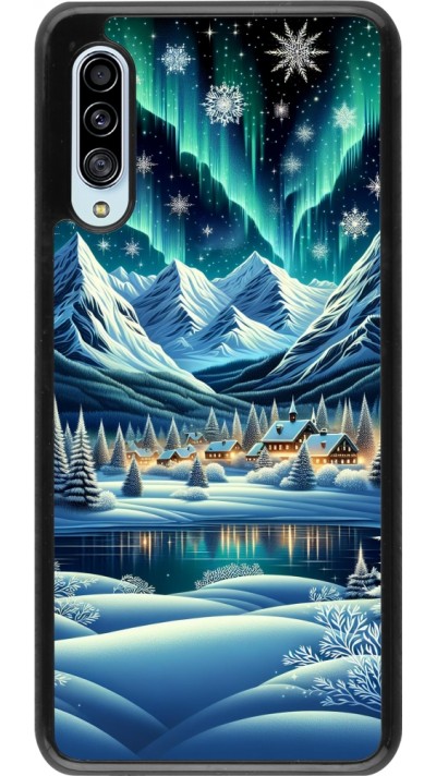 Samsung Galaxy A90 5G Case Hülle - Verschneites Bergdorf am See in der Nacht