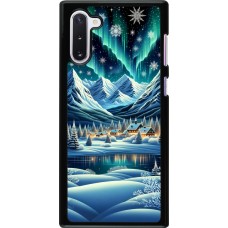 Samsung Galaxy Note 10 Case Hülle - Verschneites Bergdorf am See in der Nacht