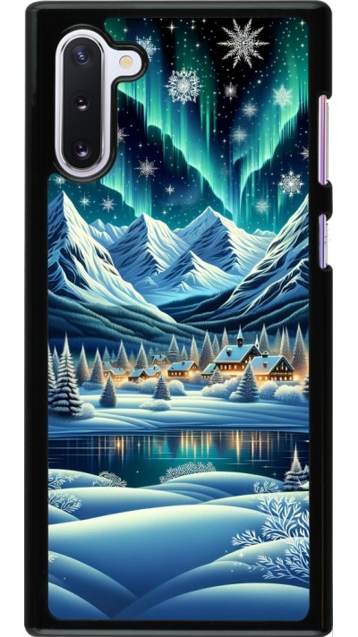Samsung Galaxy Note 10 Case Hülle - Verschneites Bergdorf am See in der Nacht