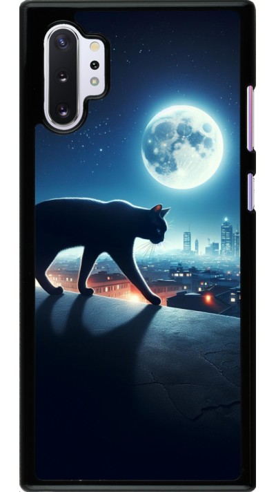 Samsung Galaxy Note 10+ Case Hülle - Schwarze Katze unter dem Vollmond