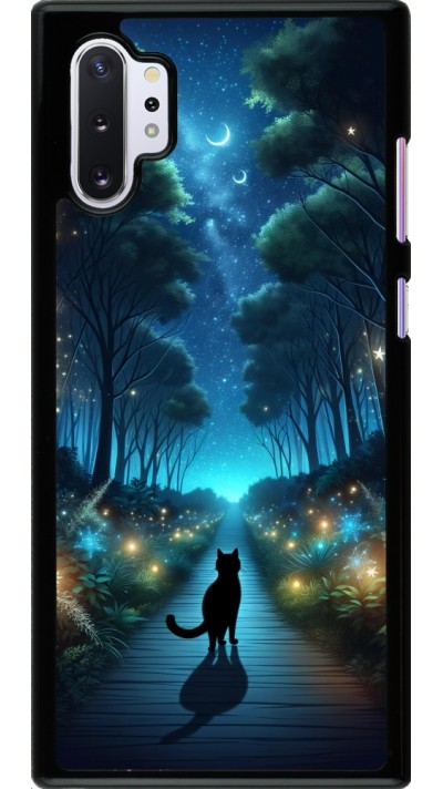 Samsung Galaxy Note 10+ Case Hülle - Schwarze Katze Spaziergang