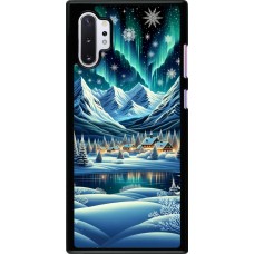 Samsung Galaxy Note 10+ Case Hülle - Verschneites Bergdorf am See in der Nacht