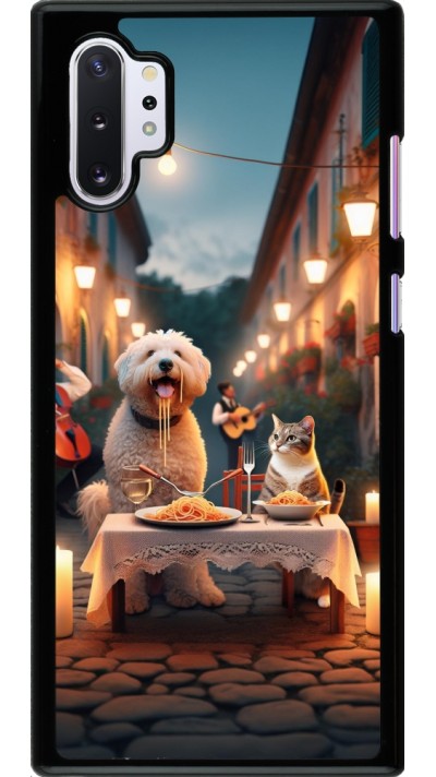 Samsung Galaxy Note 10+ Case Hülle - Valentin 2024 Hund & Katze Kerzenlicht