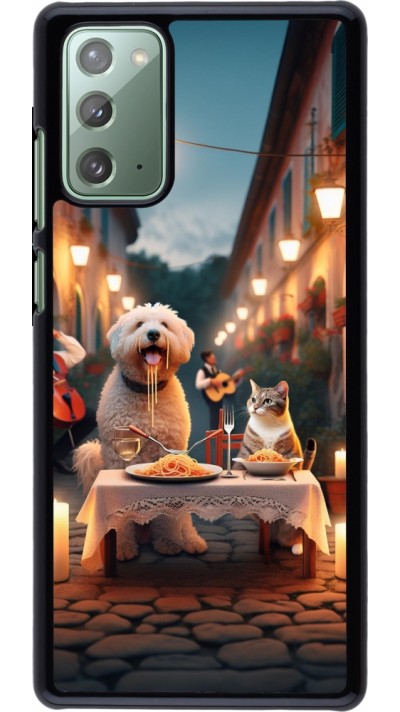 Samsung Galaxy Note 20 Case Hülle - Valentin 2024 Hund & Katze Kerzenlicht