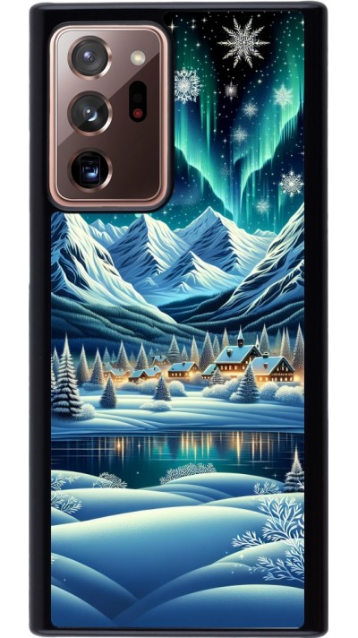 Samsung Galaxy Note 20 Ultra Case Hülle - Verschneites Bergdorf am See in der Nacht