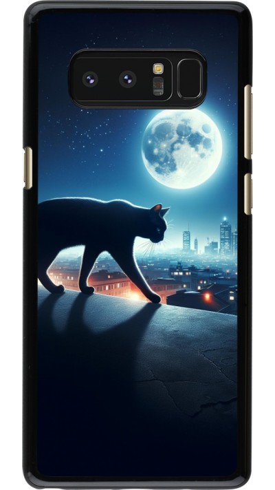 Samsung Galaxy Note8 Case Hülle - Schwarze Katze unter dem Vollmond