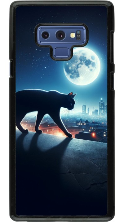 Samsung Galaxy Note9 Case Hülle - Schwarze Katze unter dem Vollmond