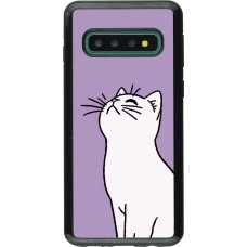 Samsung Galaxy S10 Case Hülle - Hybrid Armor schwarz Chat auf lila Hintergrund