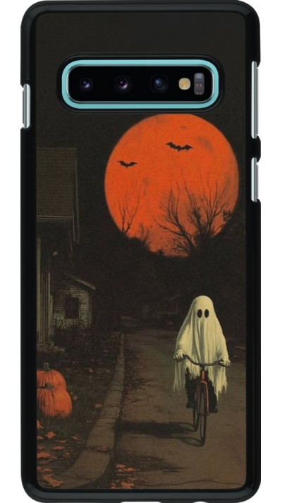 Samsung Galaxy S10 Case Hülle - Halloween 2025 Ghost on a bicycle