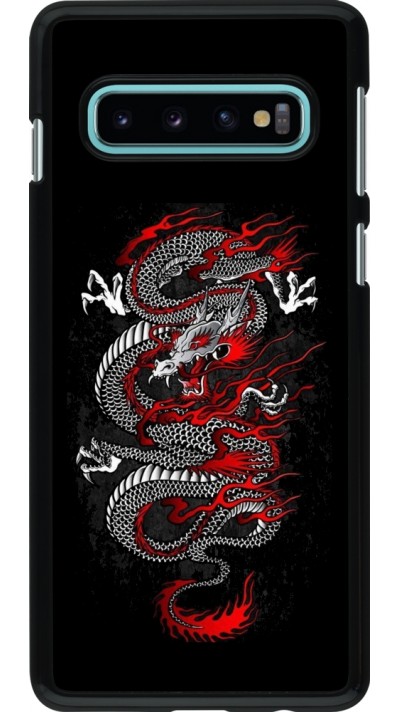 Samsung Galaxy S10 Case Hülle - Japanese style Dragon Tattoo Red Black