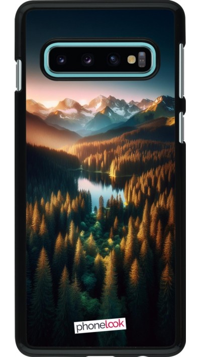 Samsung Galaxy S10 Case Hülle - Sonnenuntergang Waldsee