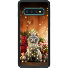 Coque Samsung Galaxy S10 - Silicone rigide noir Christmas 25 Xmas Cat