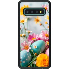 Samsung Galaxy S10 Case Hülle - Silikon schwarz Easter 2026 Eggs with flowers