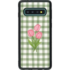 Samsung Galaxy S10 Case Hülle - Silikon schwarz Green vichy tulips Spring 2026