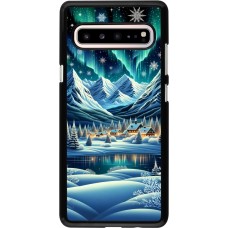 Samsung Galaxy S10 5G Case Hülle - Verschneites Bergdorf am See in der Nacht