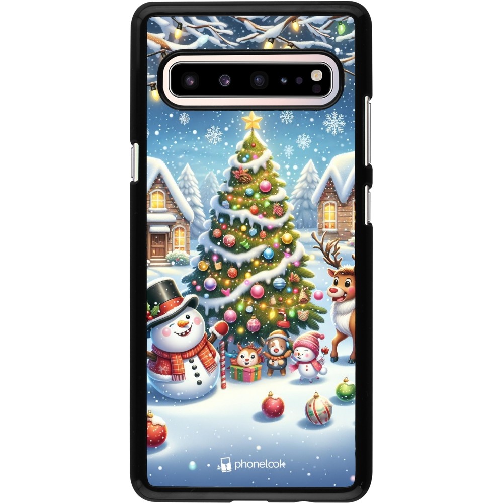 Samsung Galaxy S10 5G Case Hülle - Weihnachten 2023 Schneemann und Tannenbaum