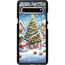 Samsung Galaxy S10 5G Case Hülle - Weihnachten 2023 Schneemann und Tannenbaum