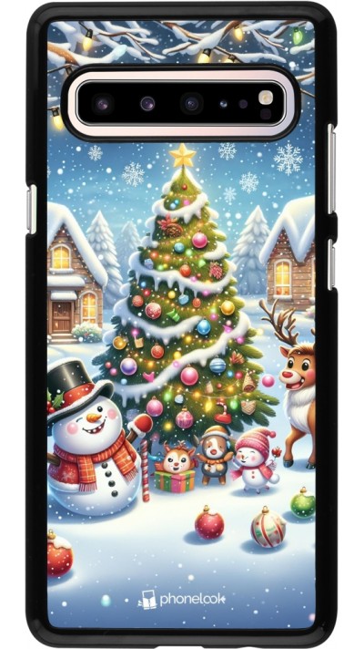 Samsung Galaxy S10 5G Case Hülle - Weihnachten 2023 Schneemann und Tannenbaum