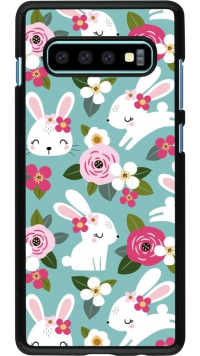 Samsung Galaxy S10+ Case Hülle - Easter 2023 bunnies and flowers