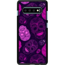 Samsung Galaxy S10+ Case Hülle - Halloween 2023 pink skulls