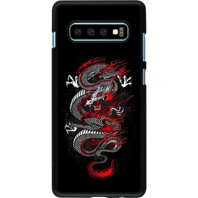 Samsung Galaxy S10+ Case Hülle - Japanese style Dragon Tattoo Red Black