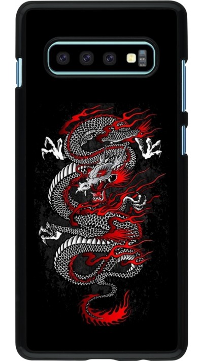 Samsung Galaxy S10+ Case Hülle - Japanese style Dragon Tattoo Red Black
