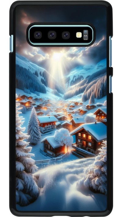 Samsung Galaxy S10+ Case Hülle - Berg Schnee Licht
