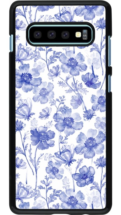 Samsung Galaxy S10+ Case Hülle - Spring 23 watercolor blue flowers