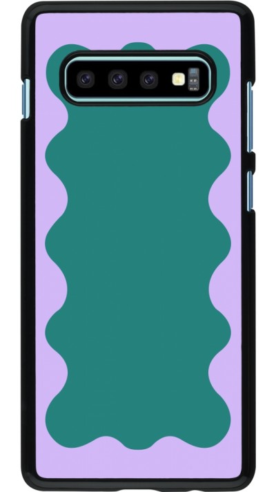 Samsung Galaxy S10+ Case Hülle - Wavy Rectangle Green Purple