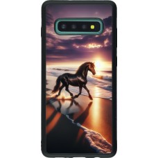 Samsung Galaxy S10+ Case Hülle - Silikon schwarz Pferd majestätisch Strand