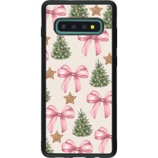 Samsung Galaxy S10+ Case Hülle - Silikon schwarz Christmas 25 Vintage Ribbons