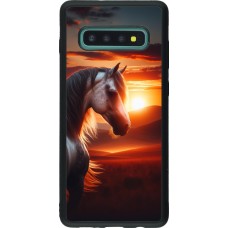 Samsung Galaxy S10+ Case Hülle - Silikon schwarz Majestätischer Sonnenuntergang Pferd