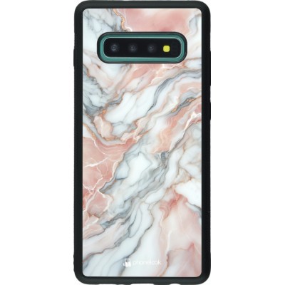 Samsung Galaxy S10+ Case Hülle - Silikon schwarz Rosa Leuchtender Marmor