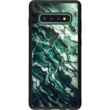Samsung Galaxy S10+ Case Hülle - Silikon schwarz Majestätischer grüner Marmor