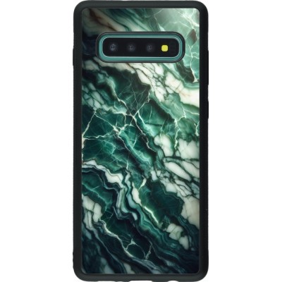 Samsung Galaxy S10+ Case Hülle - Silikon schwarz Majestätischer grüner Marmor