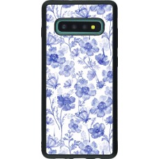 Samsung Galaxy S10+ Case Hülle - Silikon schwarz Spring 23 watercolor blue flowers