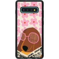 Coque Samsung Galaxy S10+ - Silicone rigide noir Dog with newspaper 2026