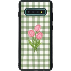 Samsung Galaxy S10+ Case Hülle - Silikon schwarz Green vichy tulips 2026