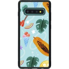 Samsung Galaxy S10+ Case Hülle - Silikon schwarz Summer 2025 Pattern papaya