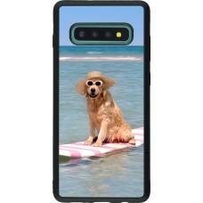 Samsung Galaxy S10+ Case Hülle - Silikon schwarz Summer Dog on Paddle