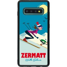 Samsung Galaxy S10+ Case Hülle - Silikon schwarz Zermatt Ski Downhill