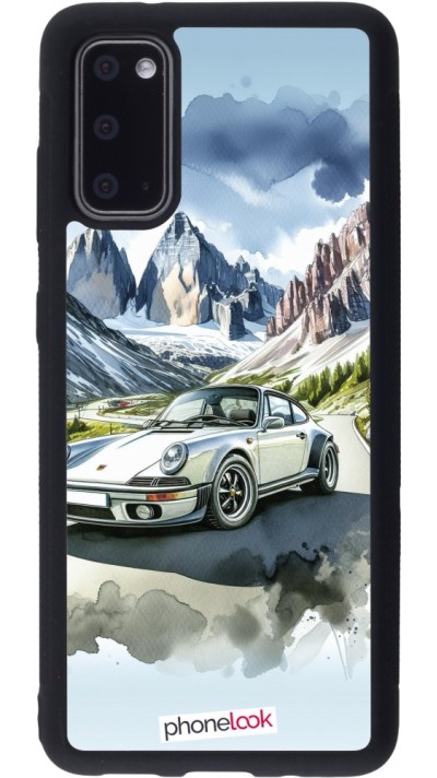 Coque Samsung Galaxy S20 - Silicone rigide noir Porsche 911 Mountain Watercolor
