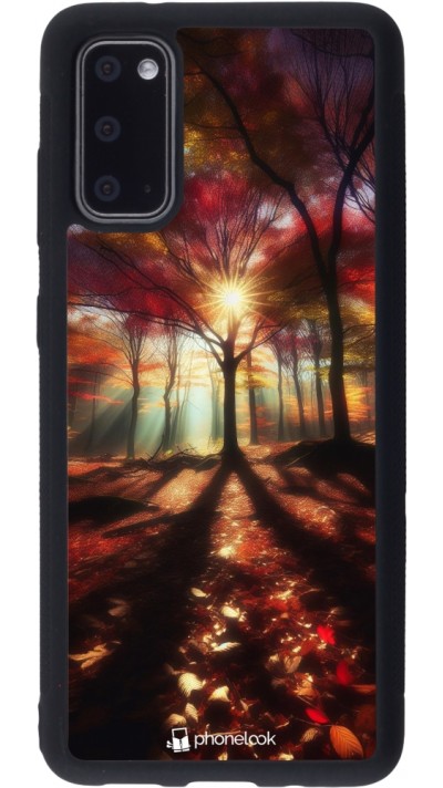 Coque Samsung Galaxy S20 - Silicone rigide noir Automne doré glare