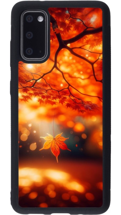 Coque Samsung Galaxy S20 - Silicone rigide noir Automne Magique Orange