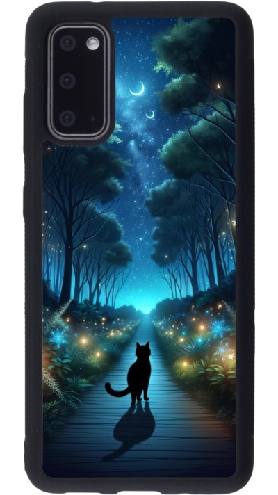 Samsung Galaxy S20 Case Hülle - Silikon schwarz Schwarze Katze Spaziergang