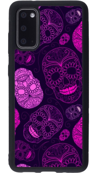 Coque Samsung Galaxy S20 - Silicone rigide noir Halloween 2023 pink skulls
