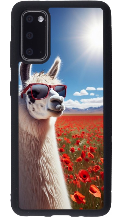 Samsung Galaxy S20 Case Hülle - Silikon schwarz Lama Chic in Mohnblume