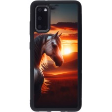 Samsung Galaxy S20 Case Hülle - Silikon schwarz Majestätischer Sonnenuntergang Pferd