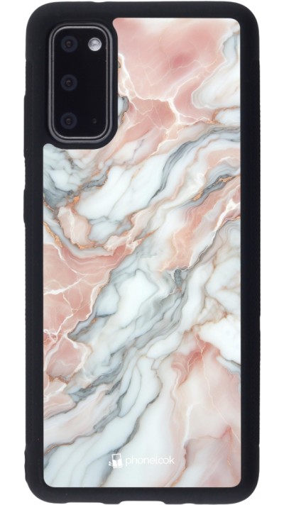 Samsung Galaxy S20 Case Hülle - Silikon schwarz Rosa Leuchtender Marmor