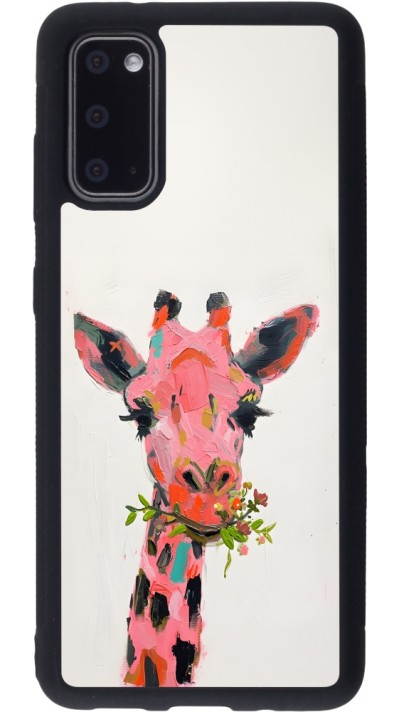 Samsung Galaxy S20 Case Hülle - Silikon schwarz Pink Girafe Paint